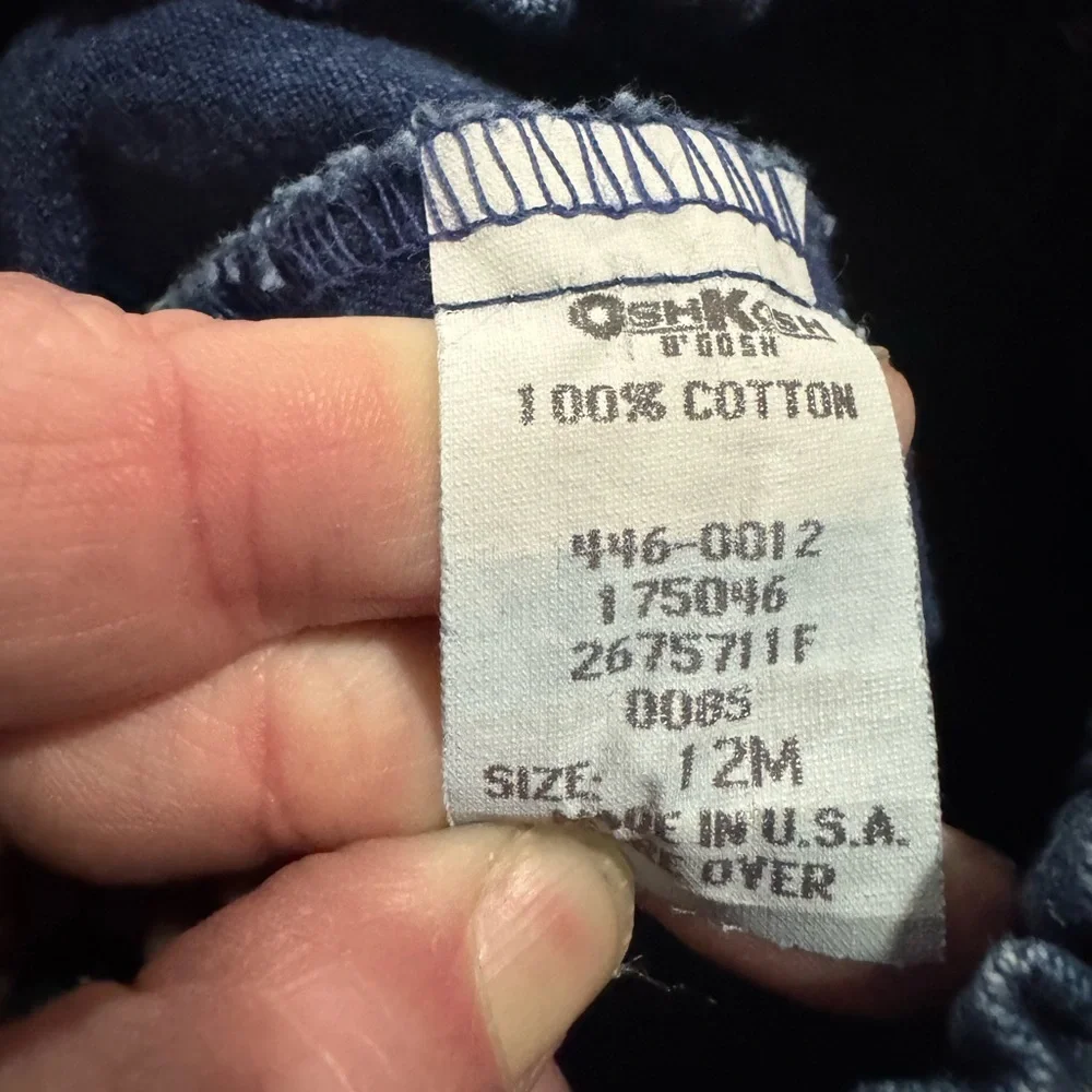 OshKosh B’Gosh Baby Denim Pants 12M Floral Hearts USA Paper Tag 90s Vintage